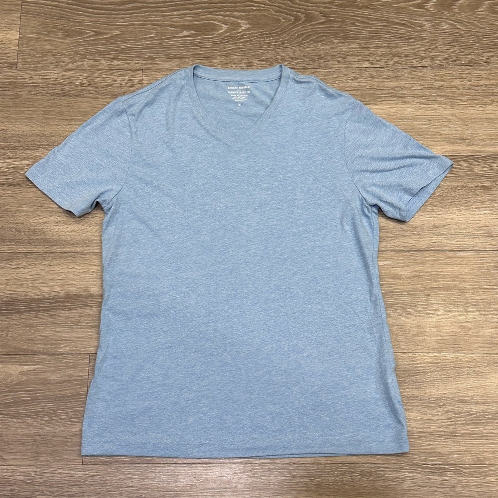 Premium Wash Tee Men's Light Blue V-Neck T-Shirt